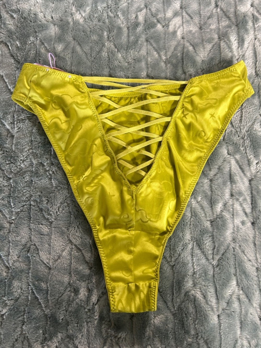 Savage X Fenty Lime Green Satin Lace-Up Thong